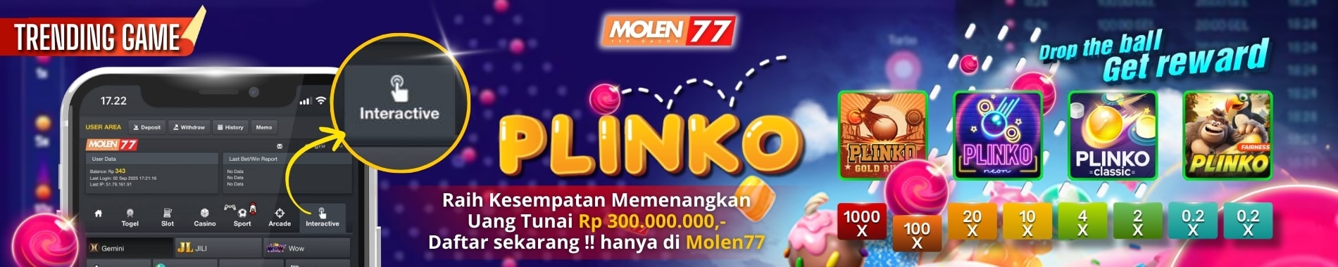PLINK GAME TRENDING MOLEN77